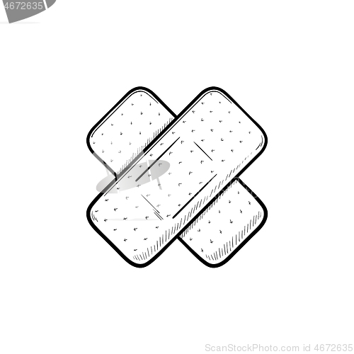 Image of Adhesive plaster hand drawn outline doodle icon.