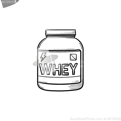 Image of Sport nutrition hand drawn outline doodle icon.