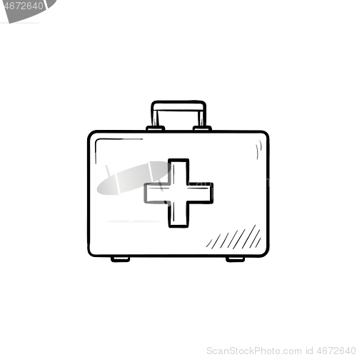 Image of First aid kit hand drawn outline doodle icon.