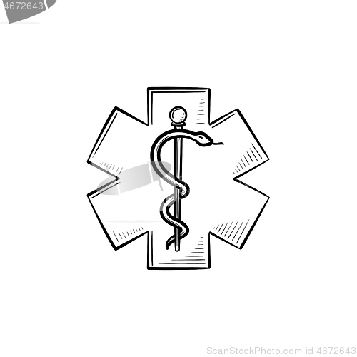 Image of The Star of Life hand drawn outline doodle icon.