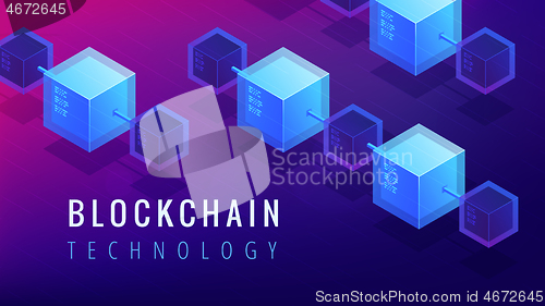 Image of Isometric blockchain technology concept.