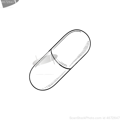 Image of Capsule pill hand drawn outline doodle icon.