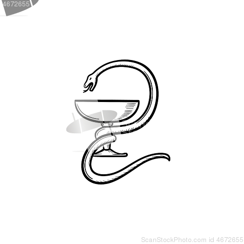 Image of Pharmacy symbol hand drawn outline doodle icon.