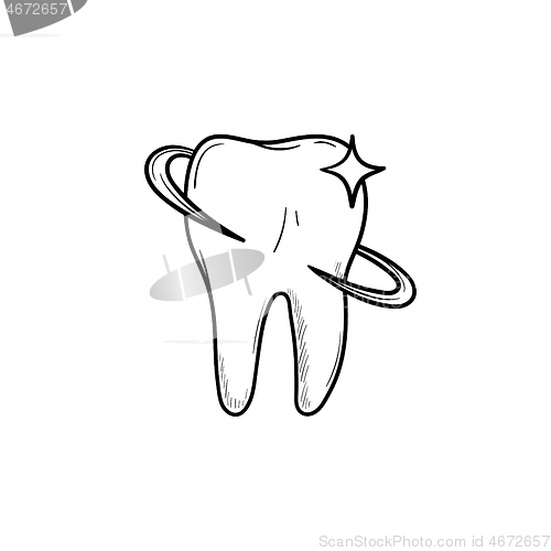 Image of Tooth health and dental care hand drawn outline doodle icon.