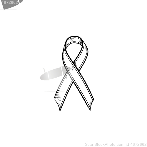 Image of Awareness ribbon hand drawn outline doodle icon.