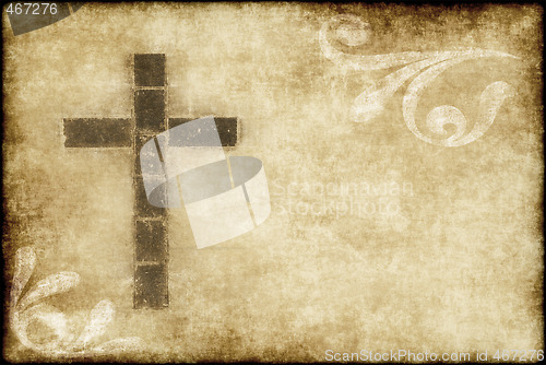 Image of christian cross on parchment