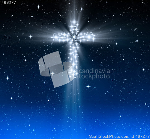 Image of christian cross in stars