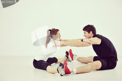 Image of young people group in fitness club