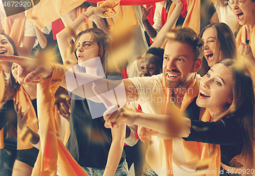 Image of stadium soccer fans emotions portrait