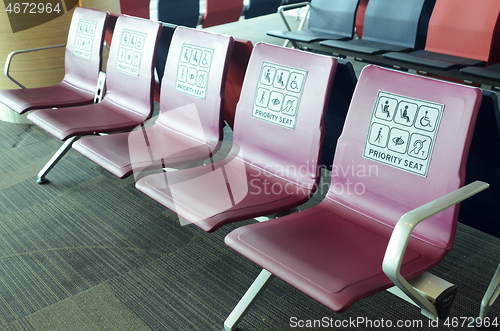 Image of Empty priority seats in international airport