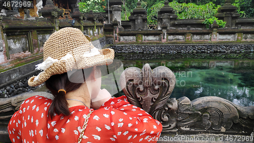 Image of Holy spring with transparent water near Tirtha temple, Bali