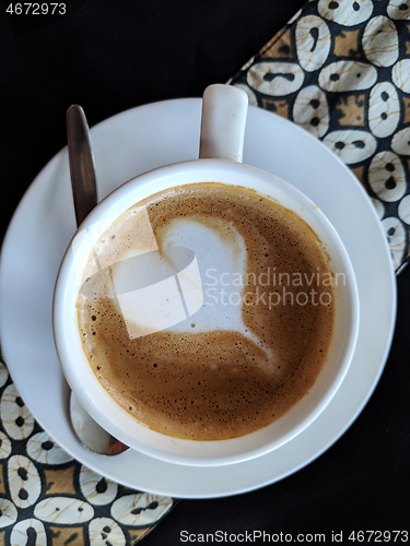 Image of Love shape in a cup of coffee 