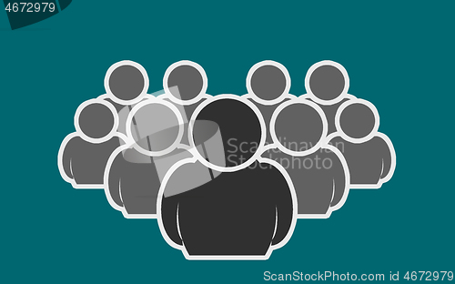 Image of Leadership concept, crowd of people icon silhouettes
