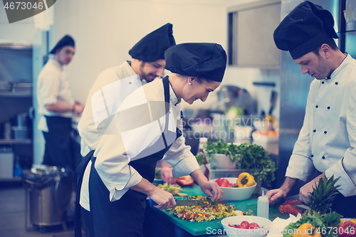 Image of team cooks and chefs preparing meals