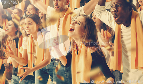 Image of stadium soccer fans emotions portrait