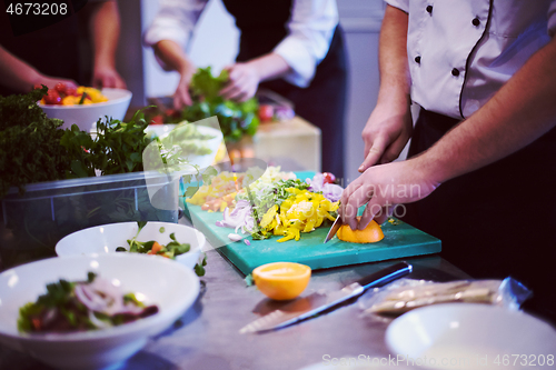 Image of team cooks and chefs preparing meals