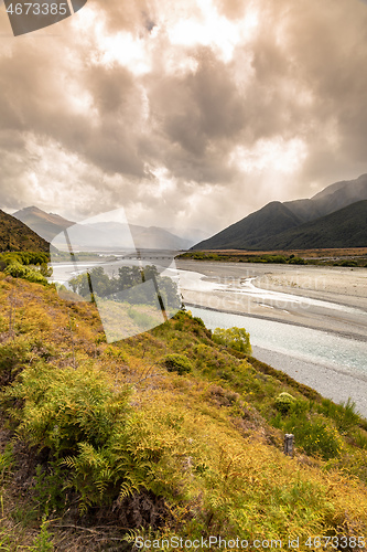 Image of dramatic landscape scenery Arthur\'s pass in south New Zealand