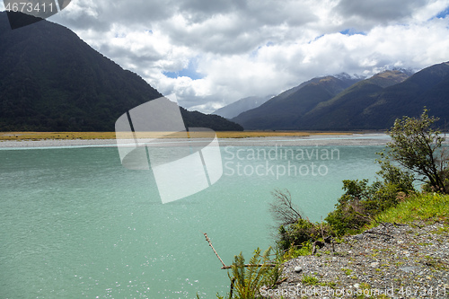 Image of riverbed landscape scenery in south New Zealand