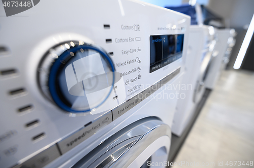 Image of Closeup of a control panel of modern washing machine