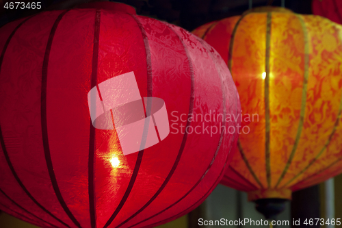 Image of Red Chinese lanterns, side view