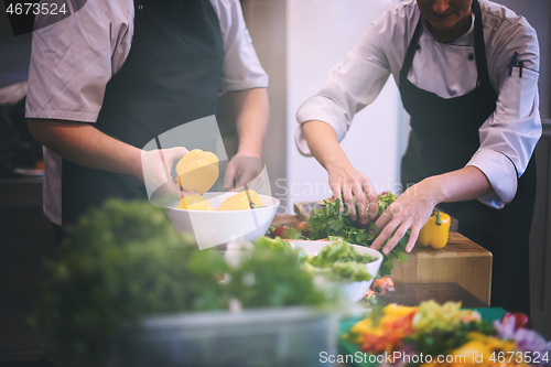 Image of team cooks and chefs preparing meals