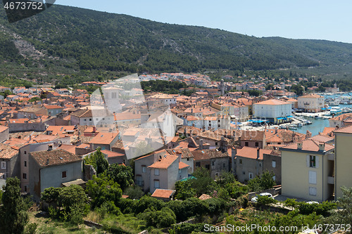 Image of Panoramic view of Cres town on island of Cres, Adriatic sea, Croatia, Europe