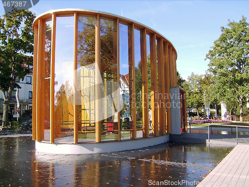 Image of Oval building with glass walls