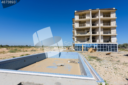 Image of Illegal construction on the coastal side, demolition of the hotel building