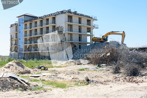 Image of The destroyed illegally constructed building of the hotel complex