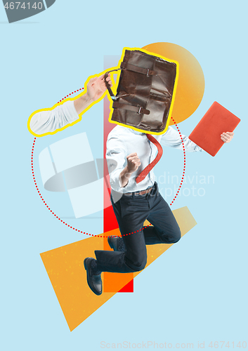 Image of Businessman with briefcase, start up business concepts.