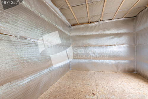 Image of Wall insulation with reflective foamed polyethylene laminated with lavsan