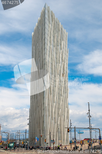 Image of Barcelona, Spain - September XX, XXXX: The modern architectures of the Telefonica Torre Diagonal ZeroZero tower