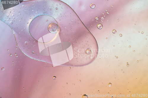 Image of Defocused pastel colored abstract background picture made with oil, water and soap