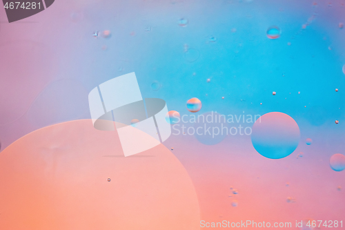 Image of Defocused pastel colored abstract background picture made with oil, water and soap