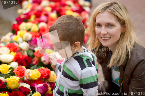 Image of Mother and son happy family