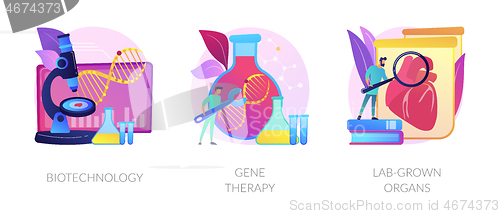 Image of Biomedical and molecular engineering vector concept metaphors.