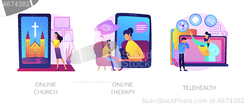 Image of Distance help and support abstract concept vector illustrations.