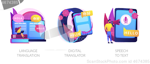 Image of Multi-language translation devices vector concept metaphors.