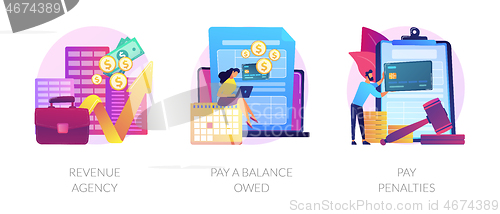 Image of Tax payment stages vector concept metaphors.