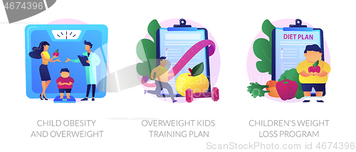 Image of Child overweight treatment vector concept metaphors.