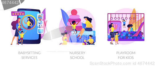 Image of Kids bringing up and leasure time abstract concept vector illustrations.