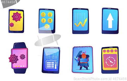 Image of Smartphone vector illustrations set.