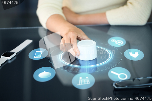 Image of woman with control knob on interactive panel