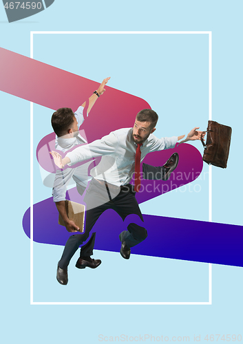 Image of Businessmen with briefcase, start up business concepts.