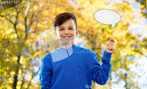 Image of smiling boy in blue hoodie with speech bubble