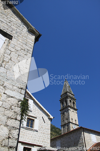 Image of St Nicholas church in Perast clock tower