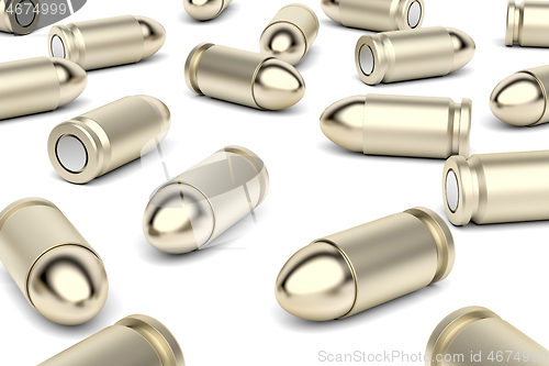Image of Many bullets on white background