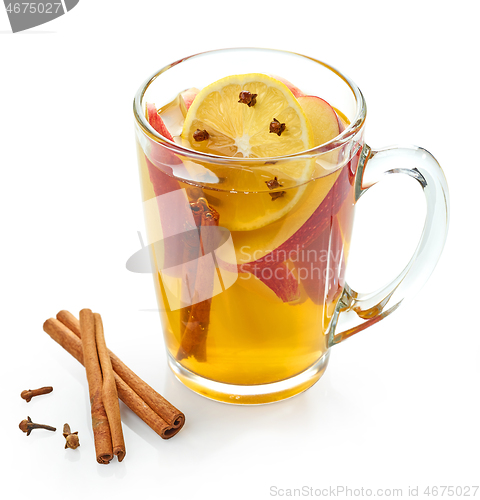 Image of green tea with apple and lemon