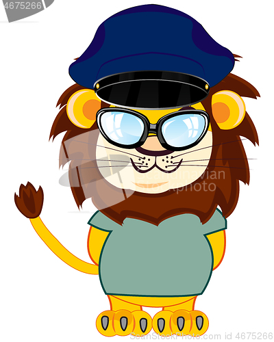 Image of Baby drawing animal lion in cloth and cap
