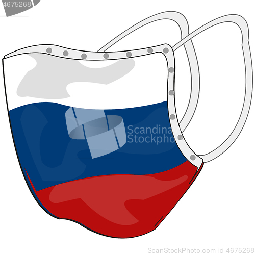 Image of Defensive medical mask with flag of the Russia